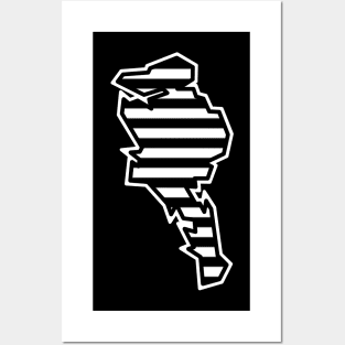 Quadra Island Silhouette in Black and White Lined Pattern - Stripes - Quadra Islandd Posters and Art